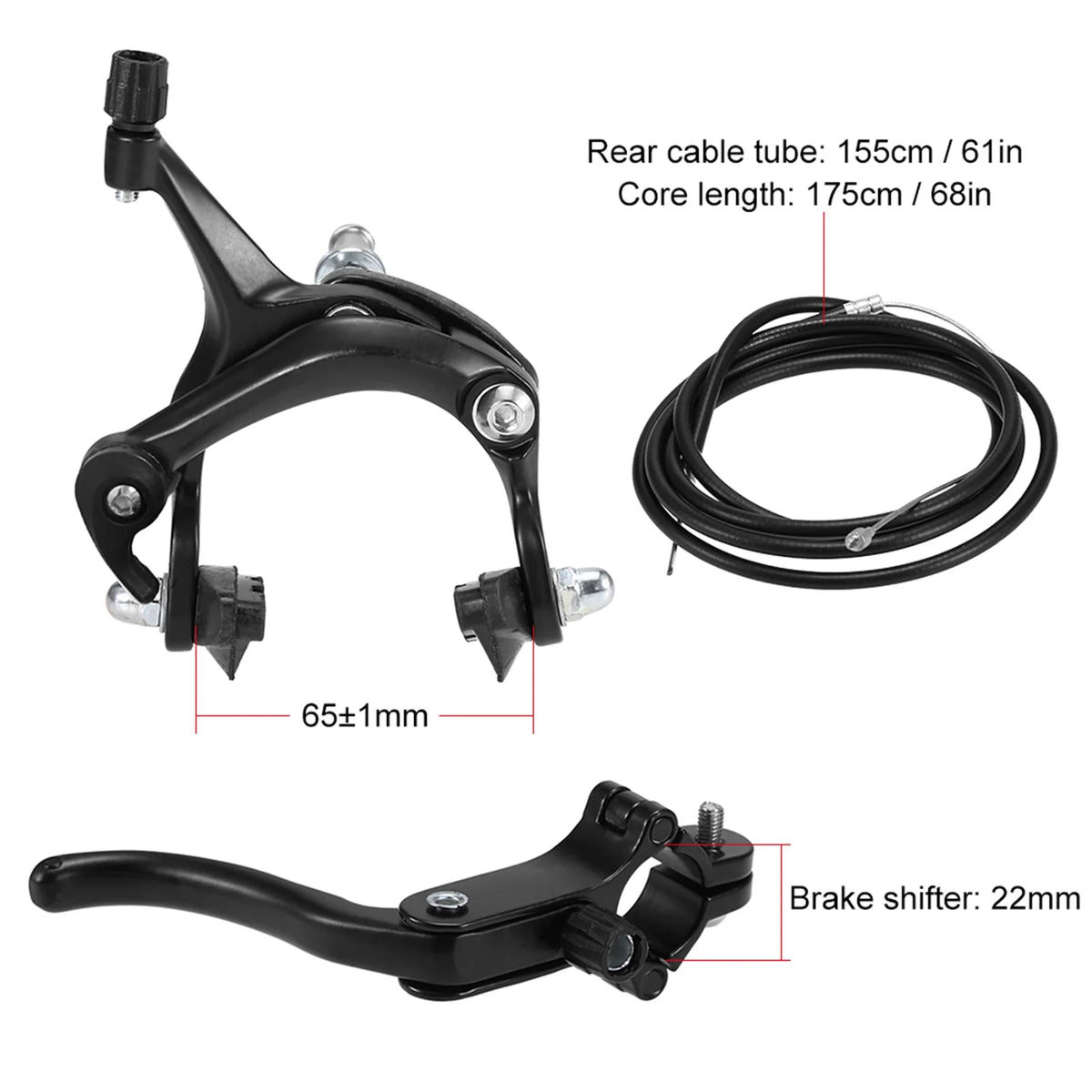 Front Rear Fixie Bike Brake Kit Road Bike Cruiser Brake Set Caliper Side Pull Brake Set S77623
