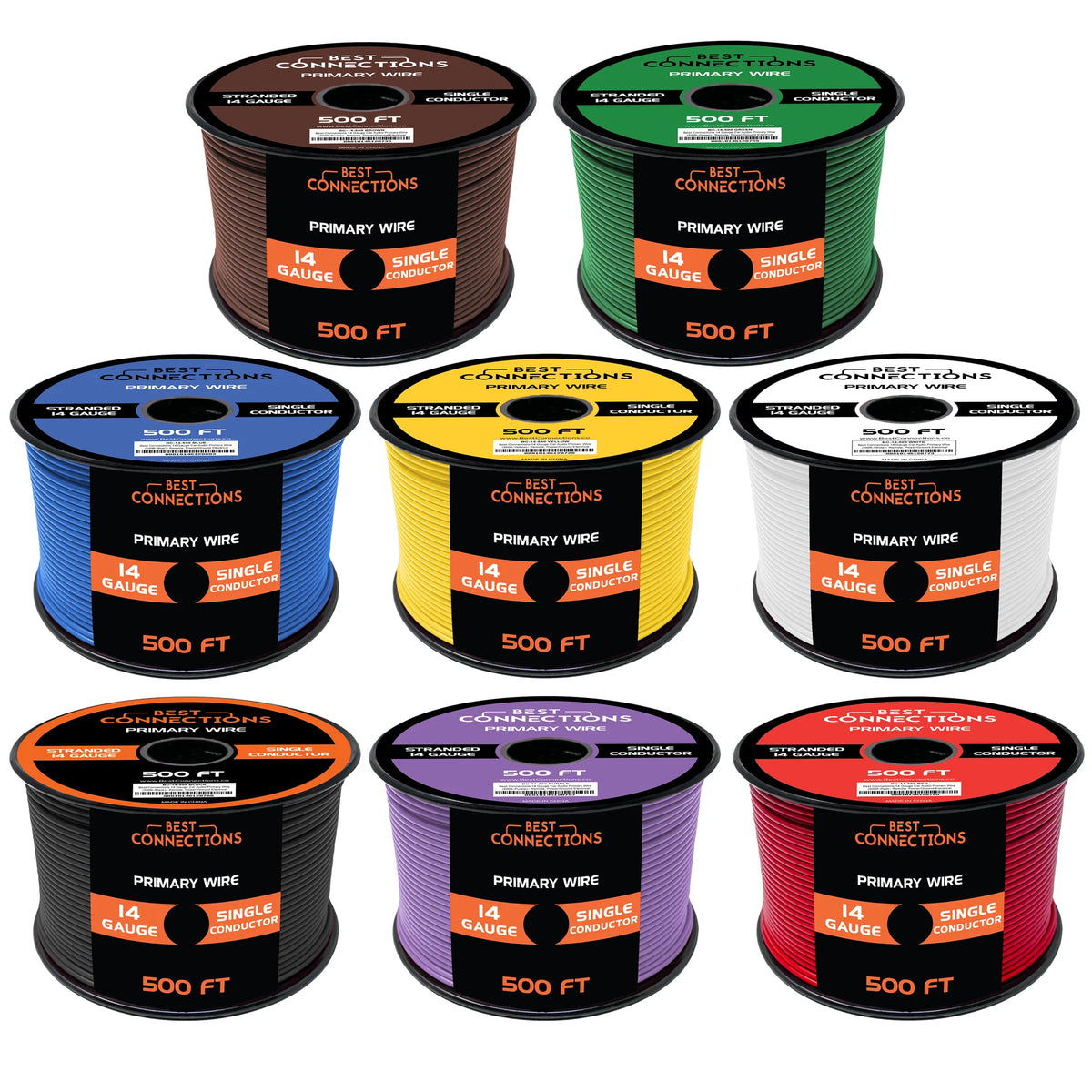 14 Gauge Automotive Primary Wire 500ft 8 Color Bundle Set J323726