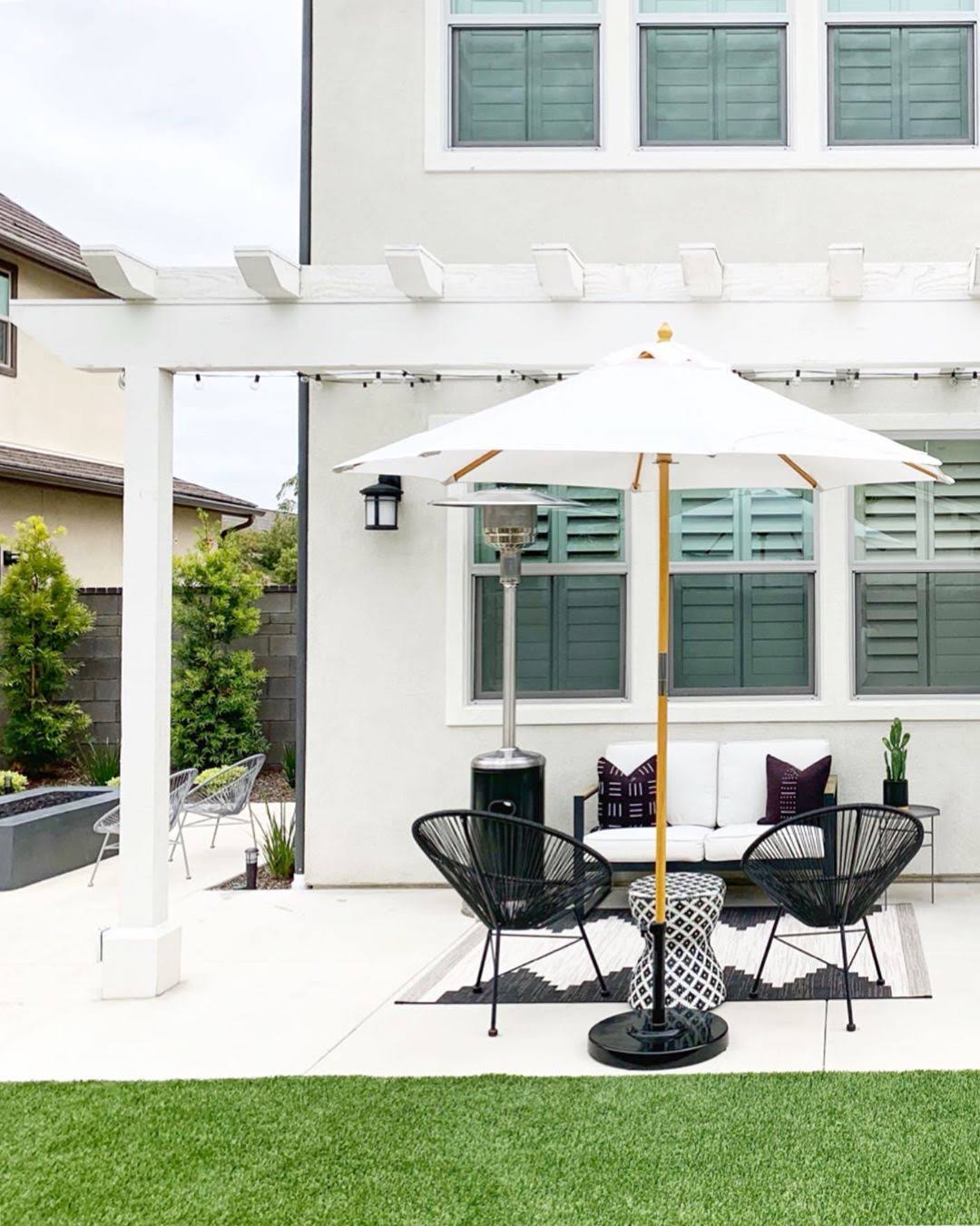 7.5 ft. Dark Wood Cafe Brass Sunbrella Umbrella P225724