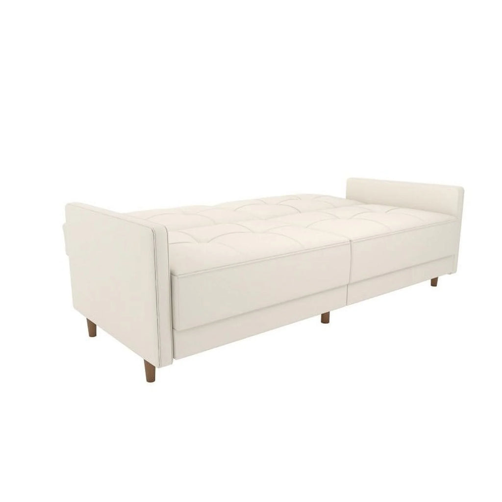 White Faux Leather Convertible Sleeper Sofa C157