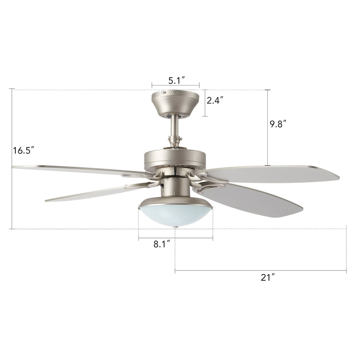 Brushed Nickel Ceiling Fan with Light and Remote Control M25911