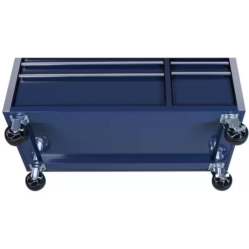 10 Drawer Mobile Workbench Tool Chest with Wood Work Top in Gloss Blue Q816771