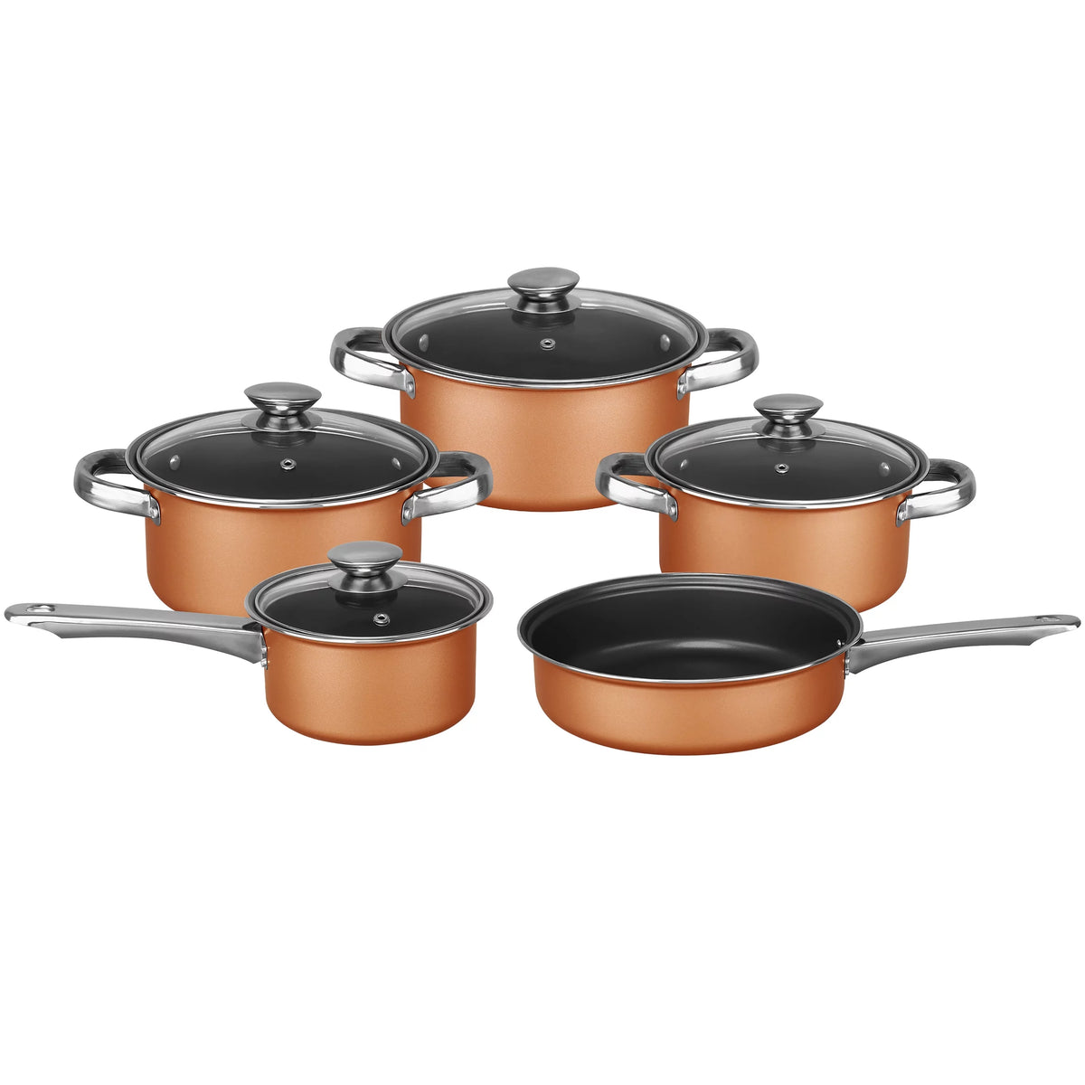 9-Piece Nonstick Copper-Clad Cookware Set with Glass Lids N32386