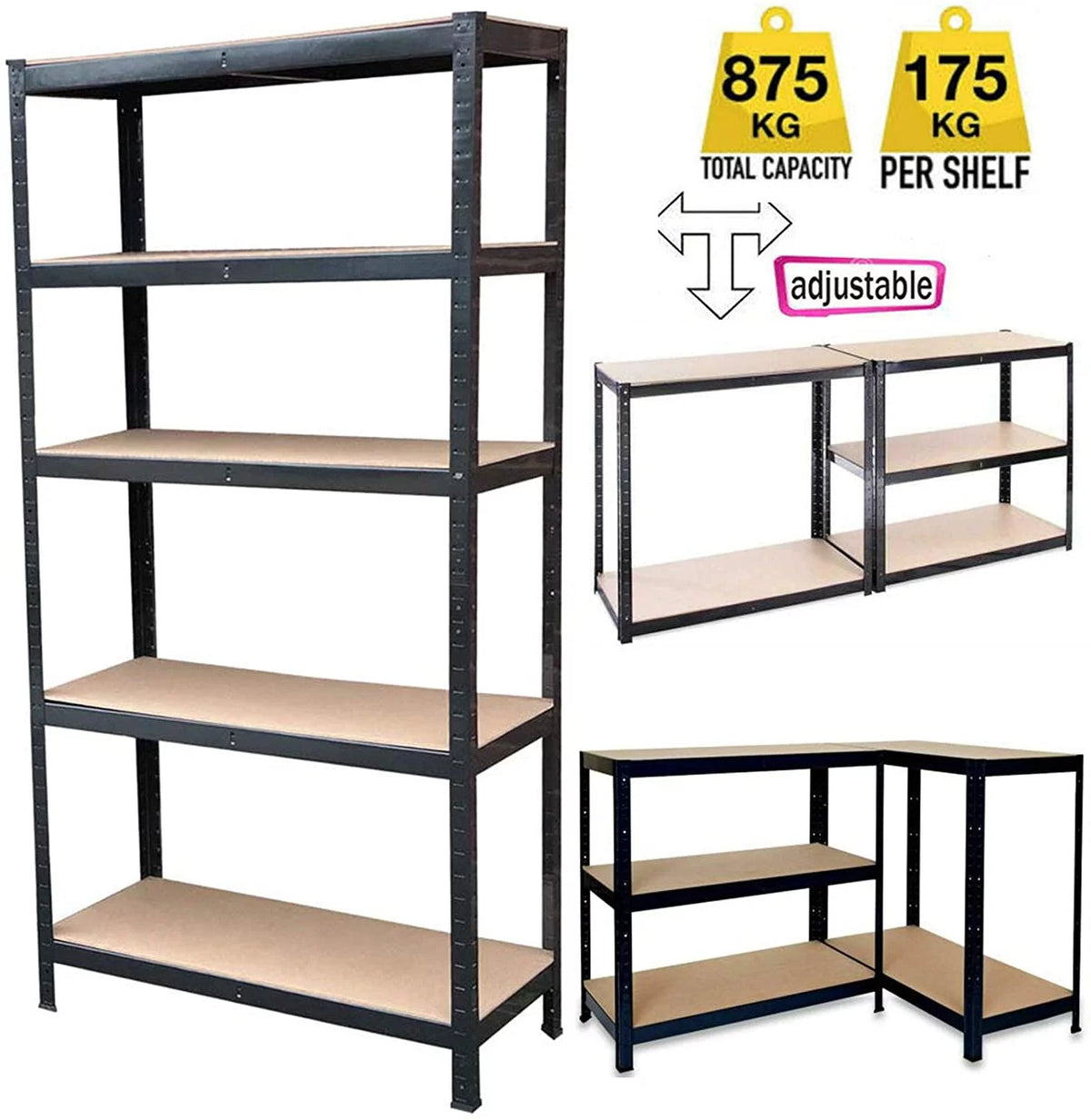 Steel Shelving Units 5 Tier Black Metal J158741