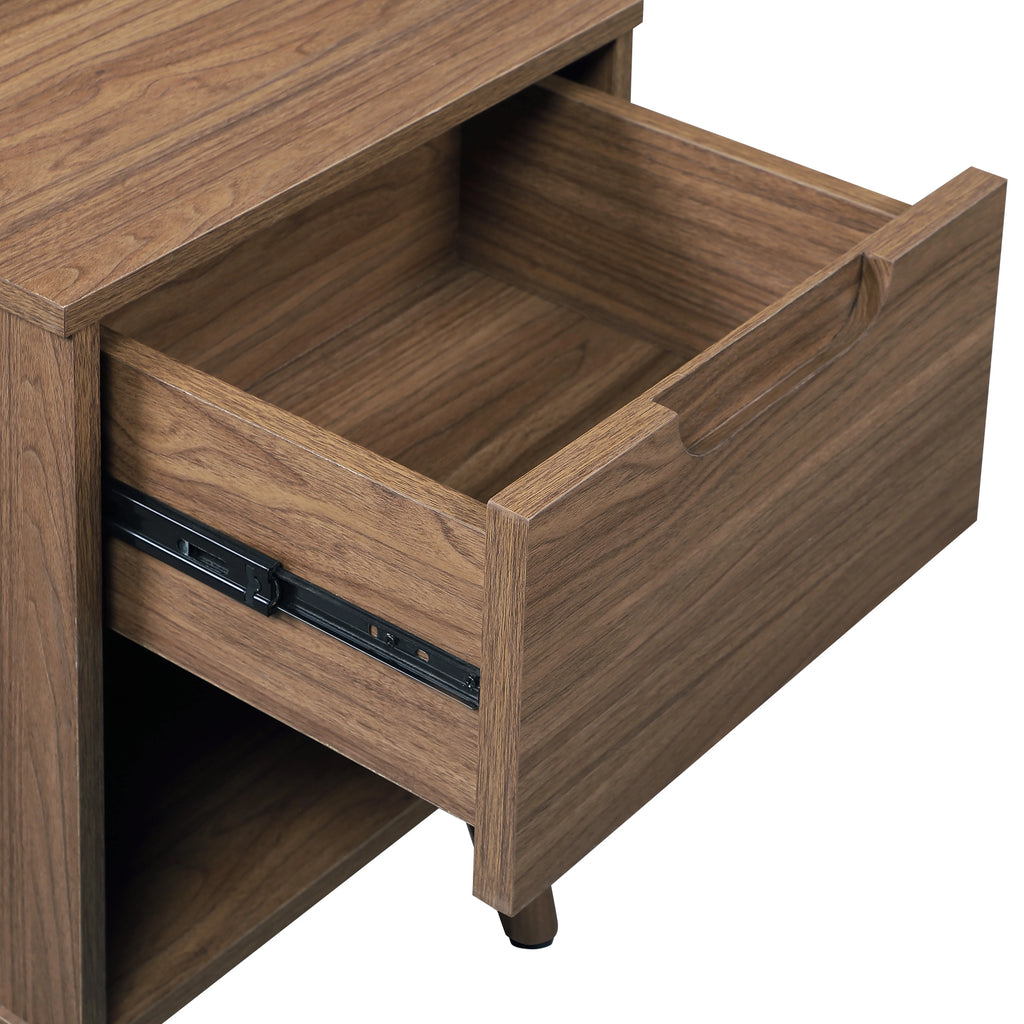 1 Drawer Brown Walnut Nightstand H415