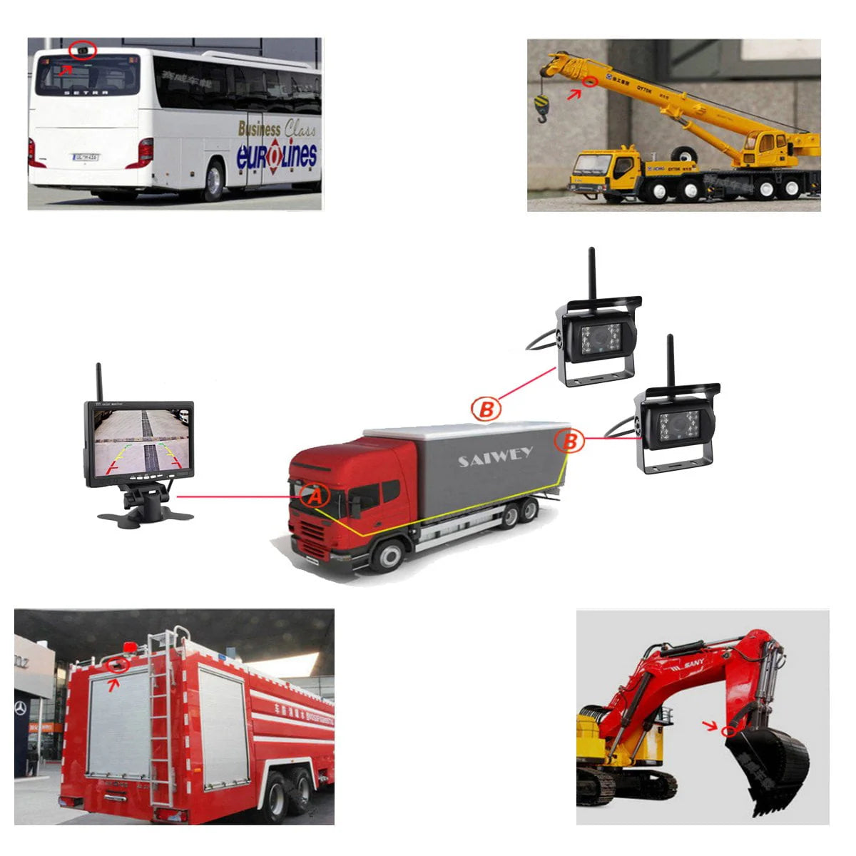 2 Wireless Truck Backup Cameras with 7inch Monitor Night Vision Waterproof B436