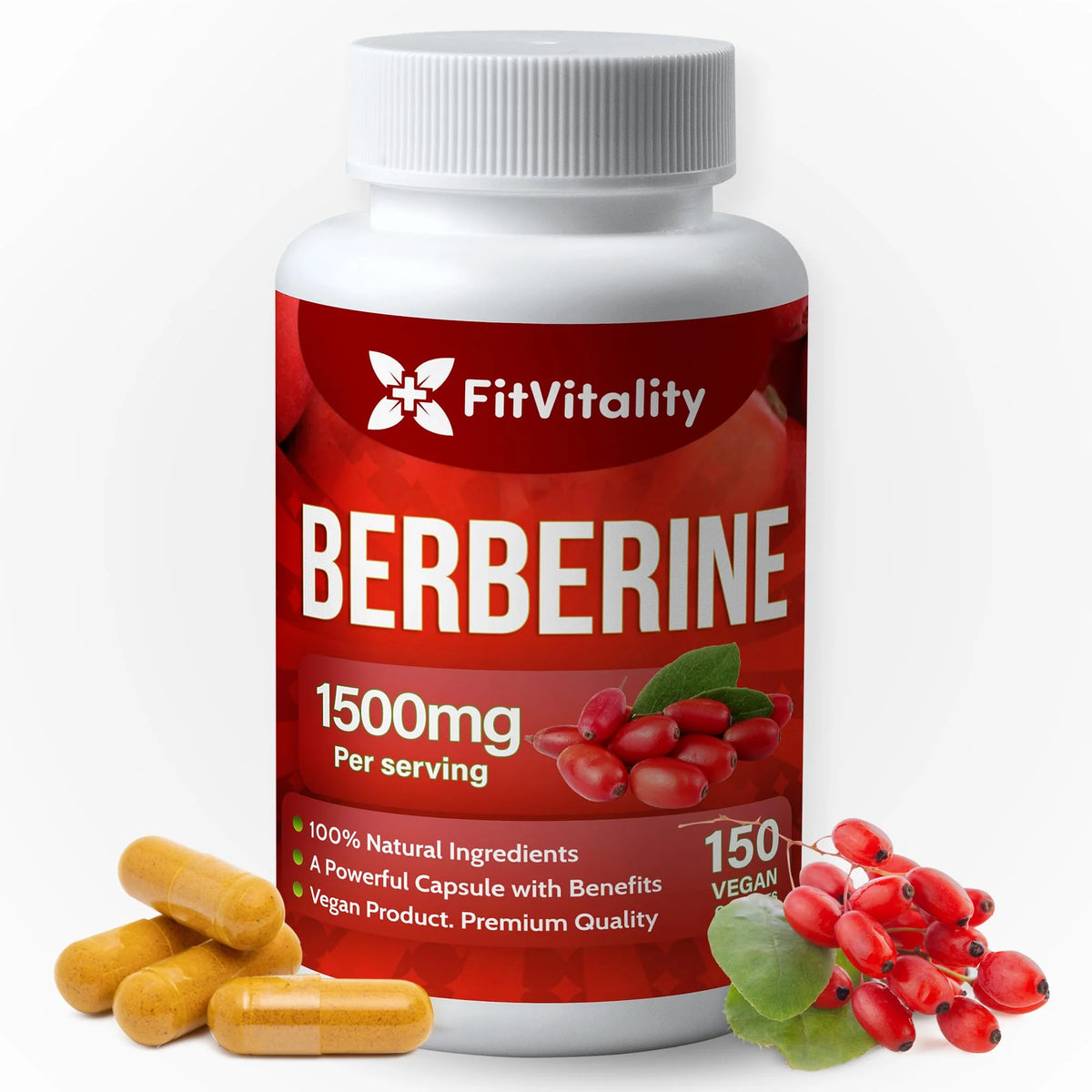1500mg Berberine 150 Capsules Non-GMO Gluten-Free T574