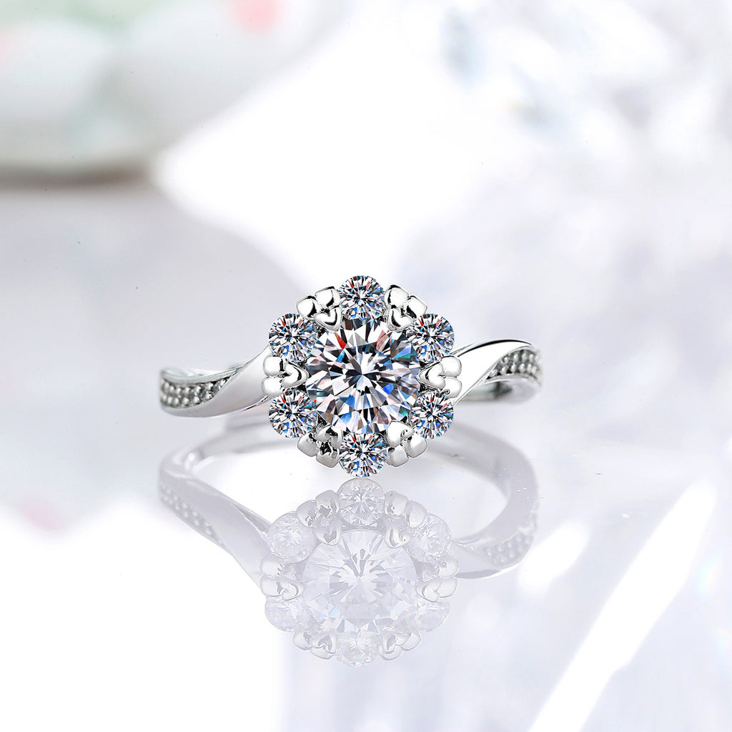 1 Carat Moissanite Adjustable Engagement Ring 925 Sterling Silver Solitaire Rings G825