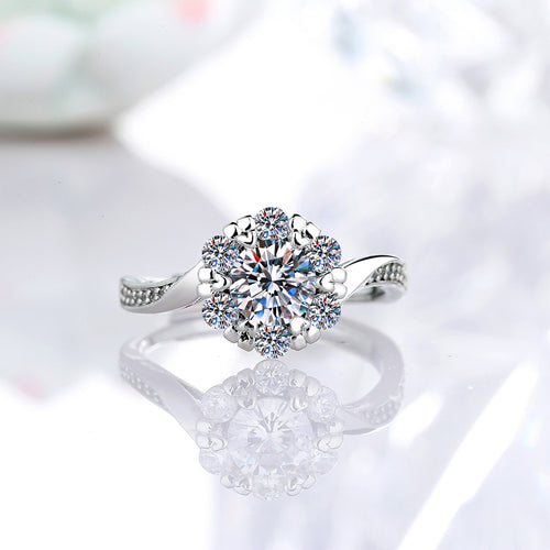 1 Carat Moissanite Adjustable Engagement Ring 925 Sterling Silver Solitaire Rings G825