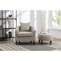 Leopard Gray Linen Polyester Upholstered Barrel Chair with Ottoman Y1826