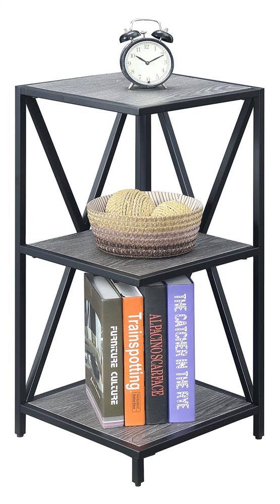 Black 3 Tier Corner Bookcase E441303