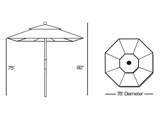 7.5 ft. Dark Wood Cafe Brass Sunbrella Umbrella P225724