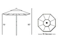 7.5 ft. Dark Wood Cafe Brass Sunbrella Umbrella P225724