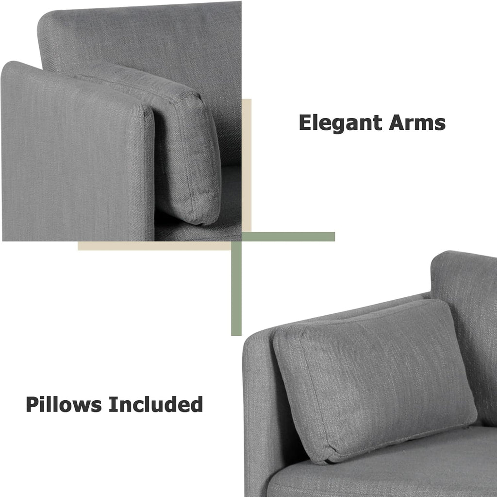 Grey 3 Pcs Upholstered Sofa Set with Pillows B9136