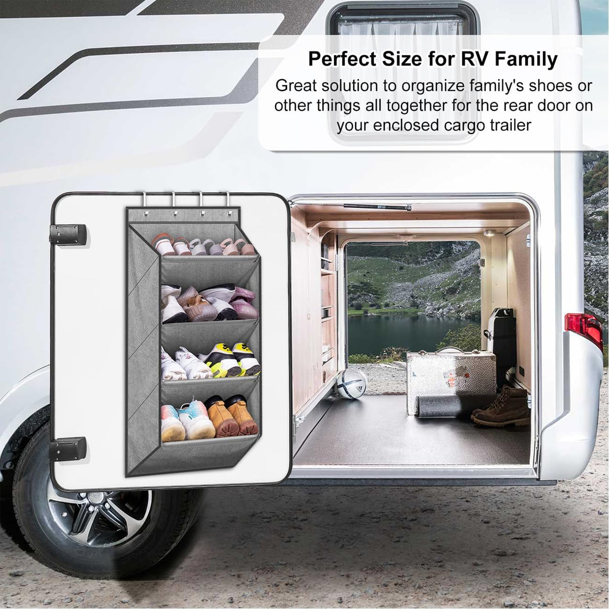 Grey Over The Door Shoe Organizer with Large Deep Pockets Q733645