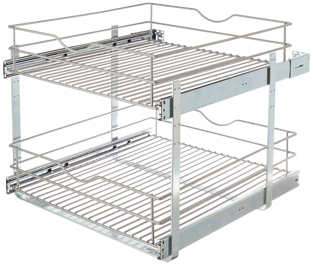 20.625 in. W x 21.75 in. D x 16.25 in. H Double Tier Pull Out Cabinet Organizer, Frosted Nickel D1022