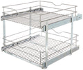 20.625 in. W x 21.75 in. D x 16.25 in. H Double Tier Pull Out Cabinet Organizer, Frosted Nickel D1022