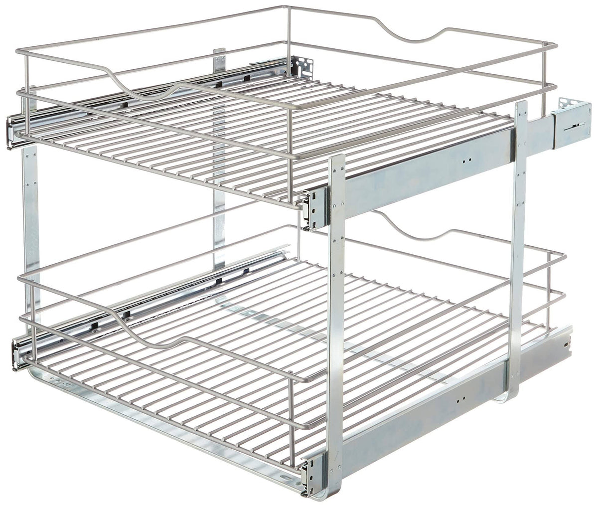 20.625 in. W x 21.75 in. D x 16.25 in. H Double Tier Pull Out Cabinet Organizer, Frosted Nickel D1022