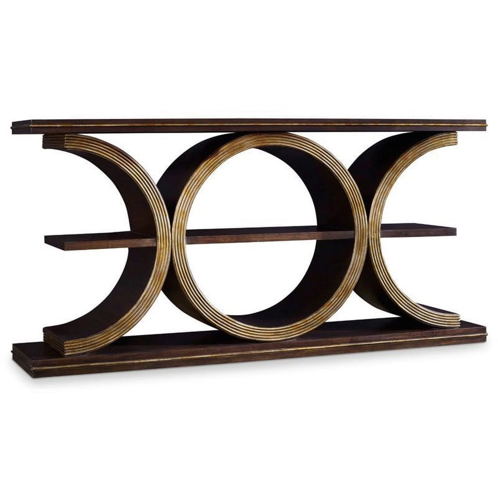 Dark Walnut Gold Wood Console Table S736847