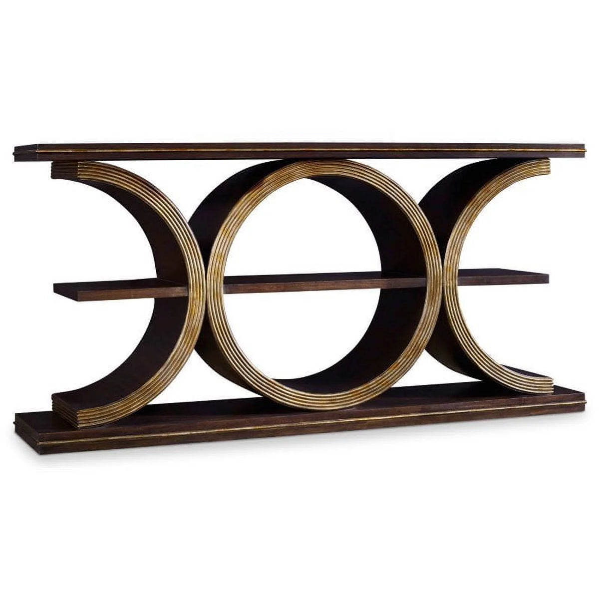 Dark Walnut Gold Wood Console Table S736847