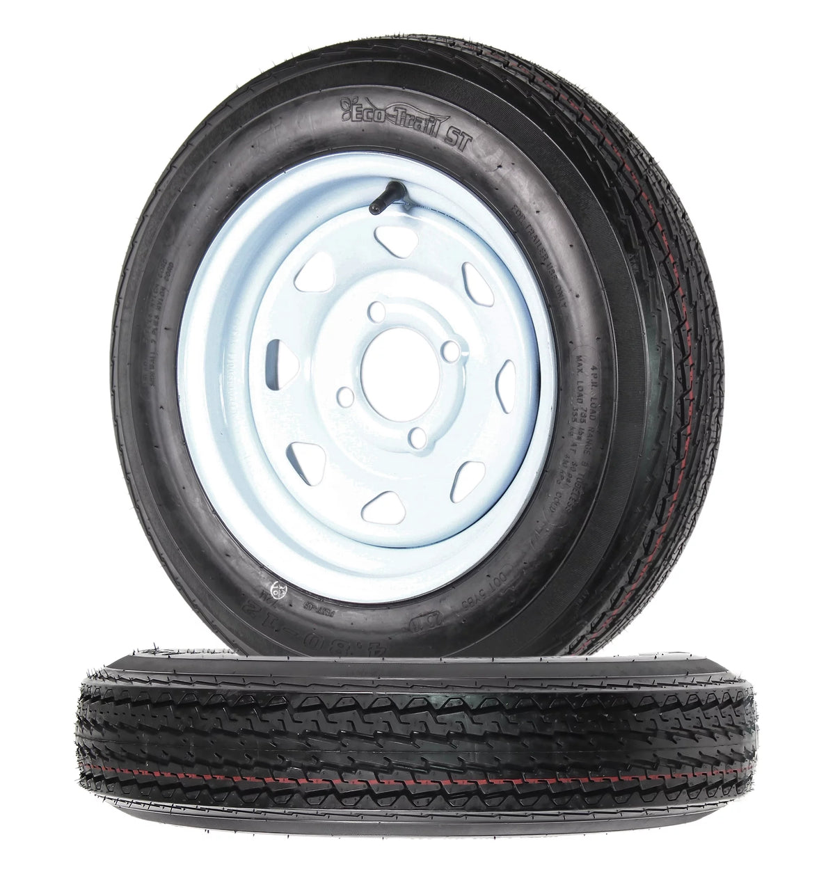 12" Trailer Tires On Rims 4 Lug White Spoke I554520