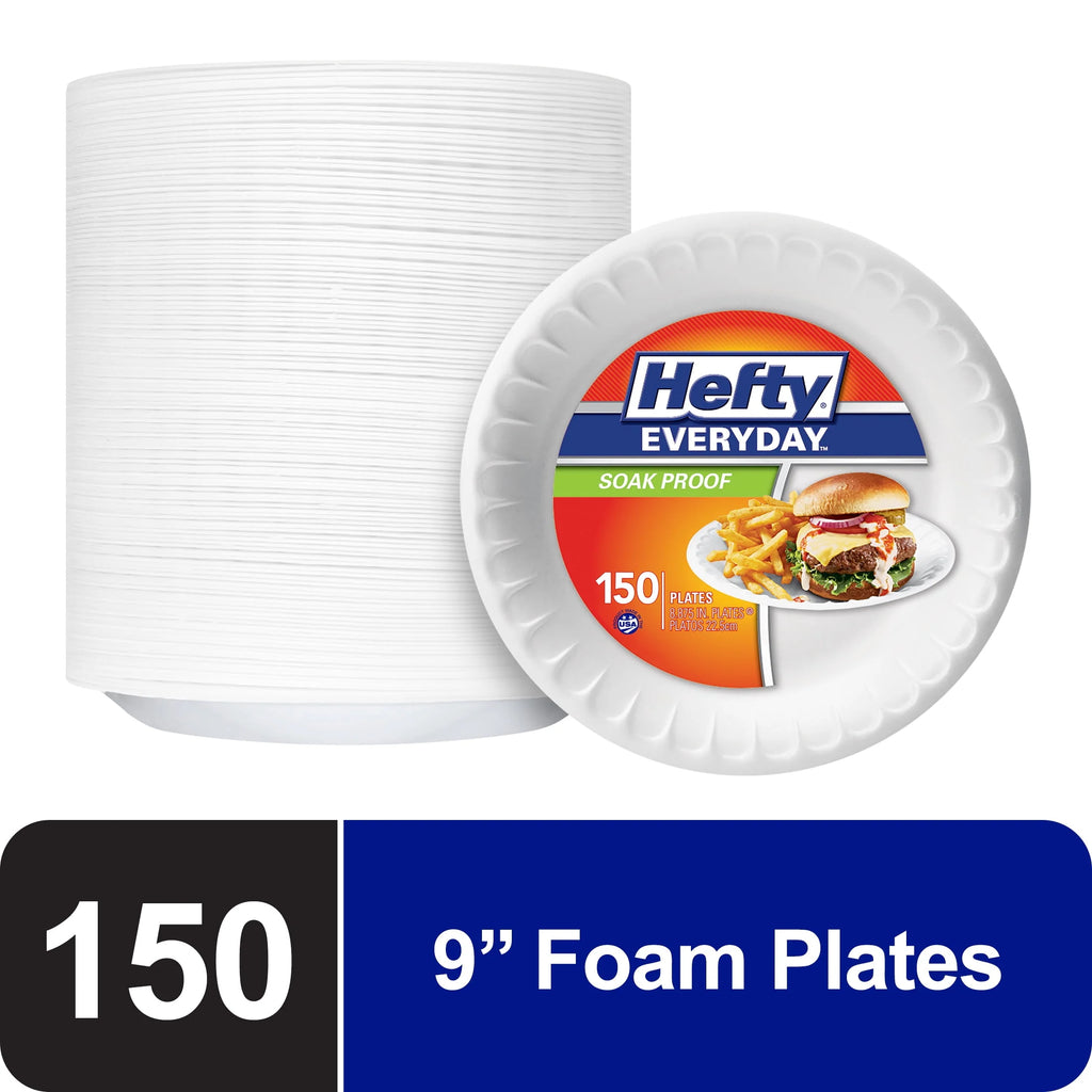 White 9 Inch Foam Plates 150 Count U2186