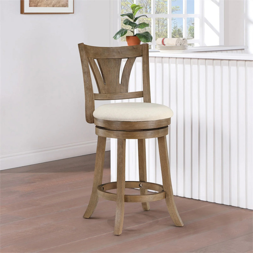 Counter Stool in Linen Cream Fabric F358