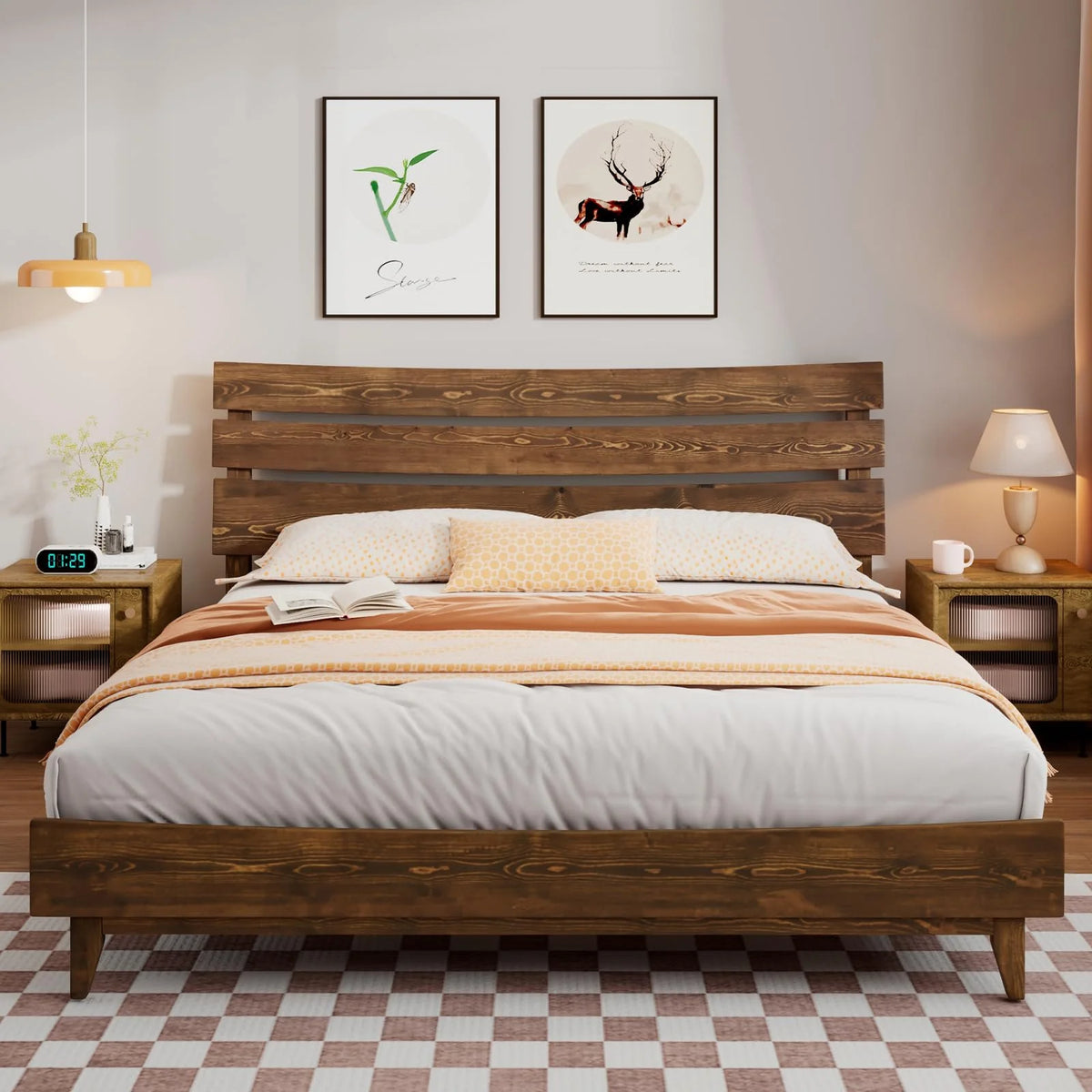 Solid Wood Bed Frame with Headboard King A930647