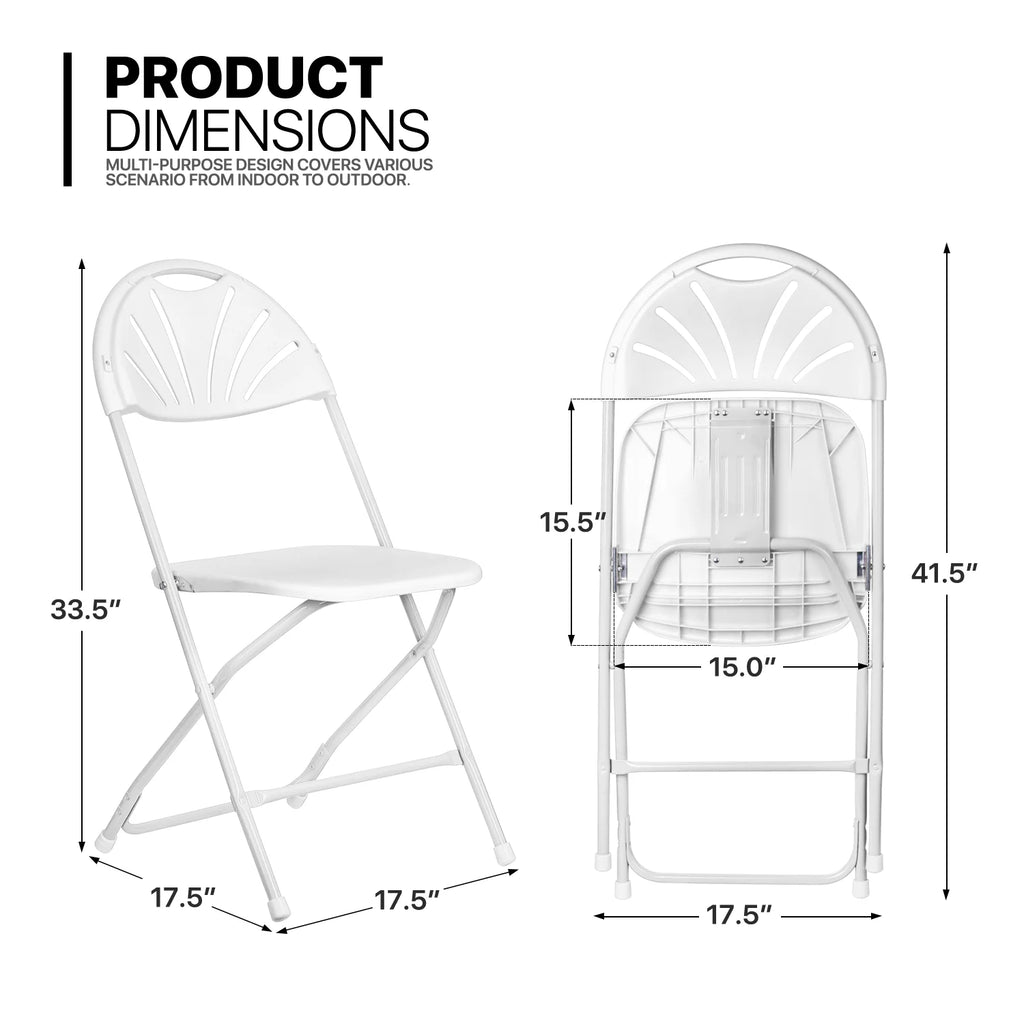 11 Pieces 5 Ft White Bi-Fold Plastic Folding Table Set with 10 Folding Chairs G6623