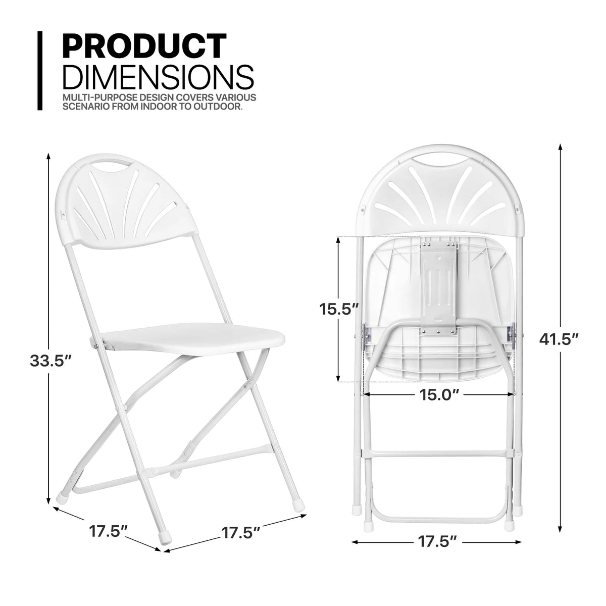 11 Pieces 5 Ft White Bi-Fold Plastic Folding Table Set with 10 Folding Chairs G6623