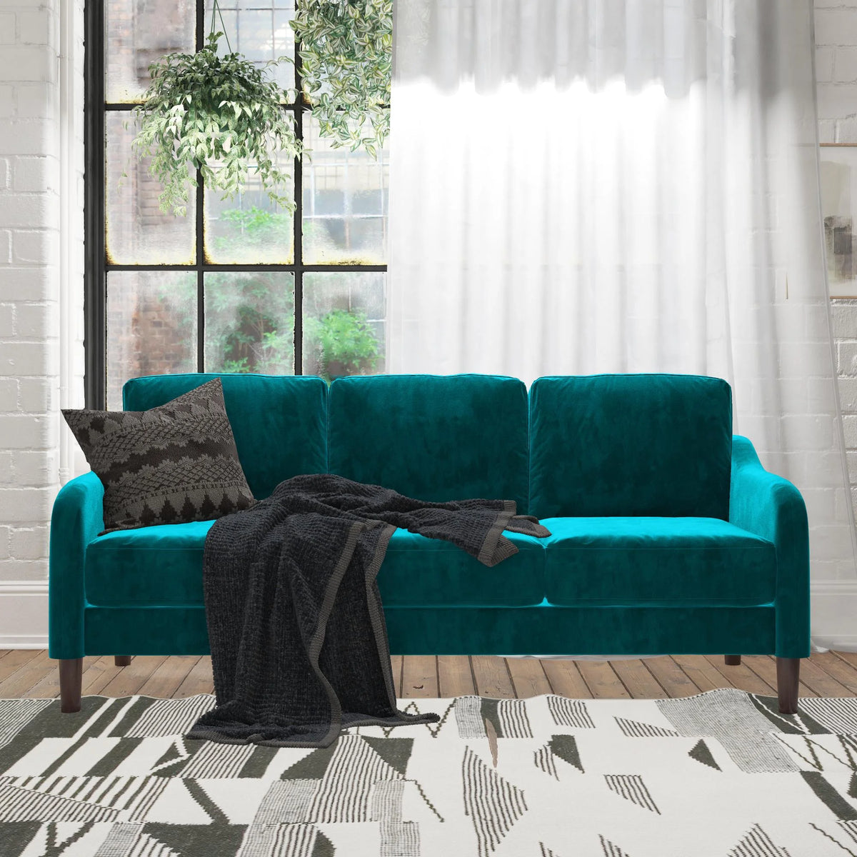 Green Velvet 3-Seater Sofa V312