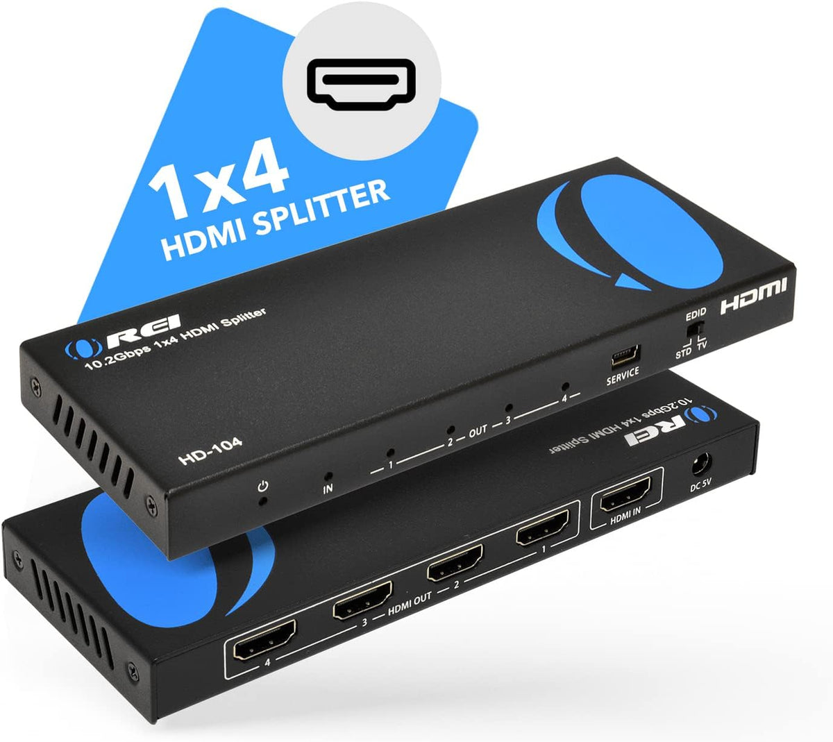 4K 1x4 HDMI Splitter Powered Ver 1.4 Full HD 1080P 3D Support Black G974
