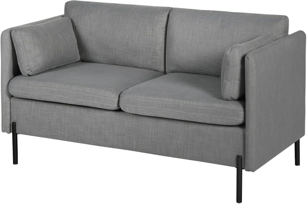 Grey 3 Pcs Upholstered Sofa Set with Pillows B9136