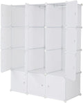 White 12 Cube Plastic Storage Shelves with Hanging Rod W392484