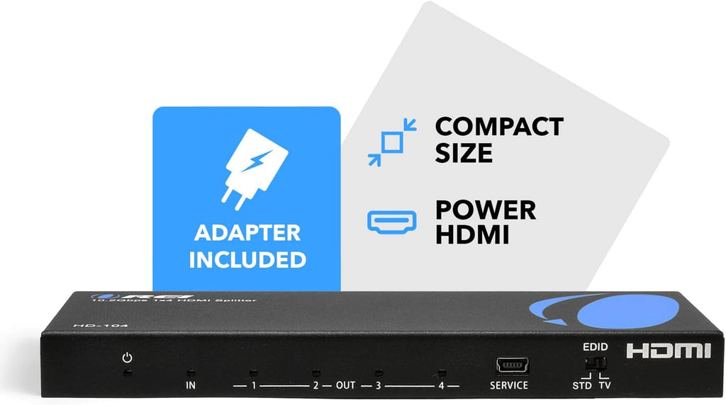4K 1x4 HDMI Splitter Powered Ver 1.4 Full HD 1080P 3D Support Black G974