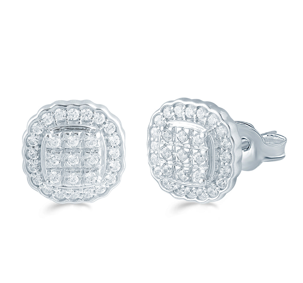 Cluster Diamond Earrings in Sterling Silver A4712