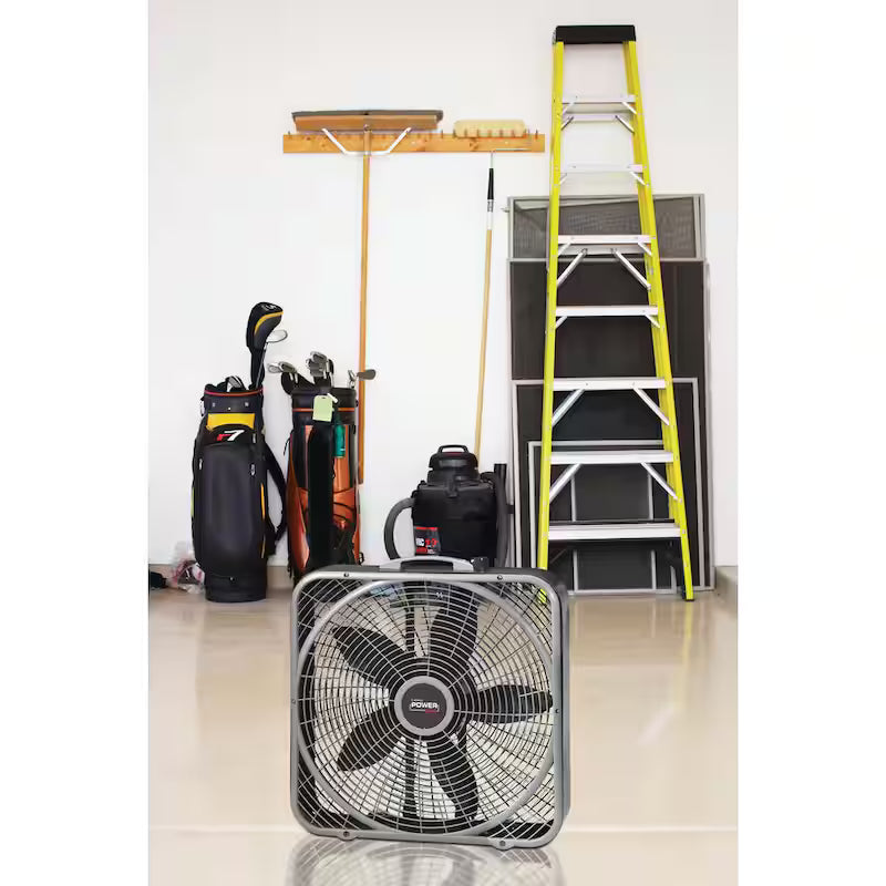 20 in. 3 Speeds Gray Box Fan with Carry Handle H2208