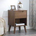 1 Drawer Brown Walnut Nightstand H415