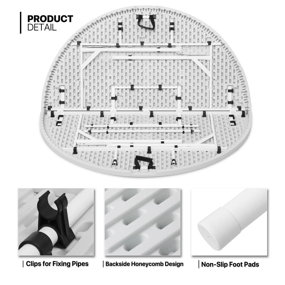 11 Pieces 5 Ft White Bi-Fold Plastic Folding Table Set with 10 Folding Chairs G6623
