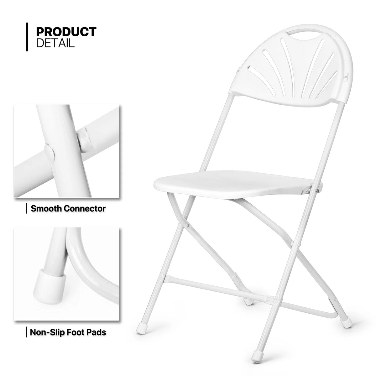 11 Pieces 5 Ft White Bi-Fold Plastic Folding Table Set with 10 Folding Chairs G6623