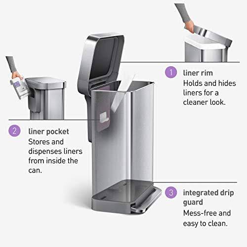 Brushed Stainless Steel Kitchen Step Trash Can M8653