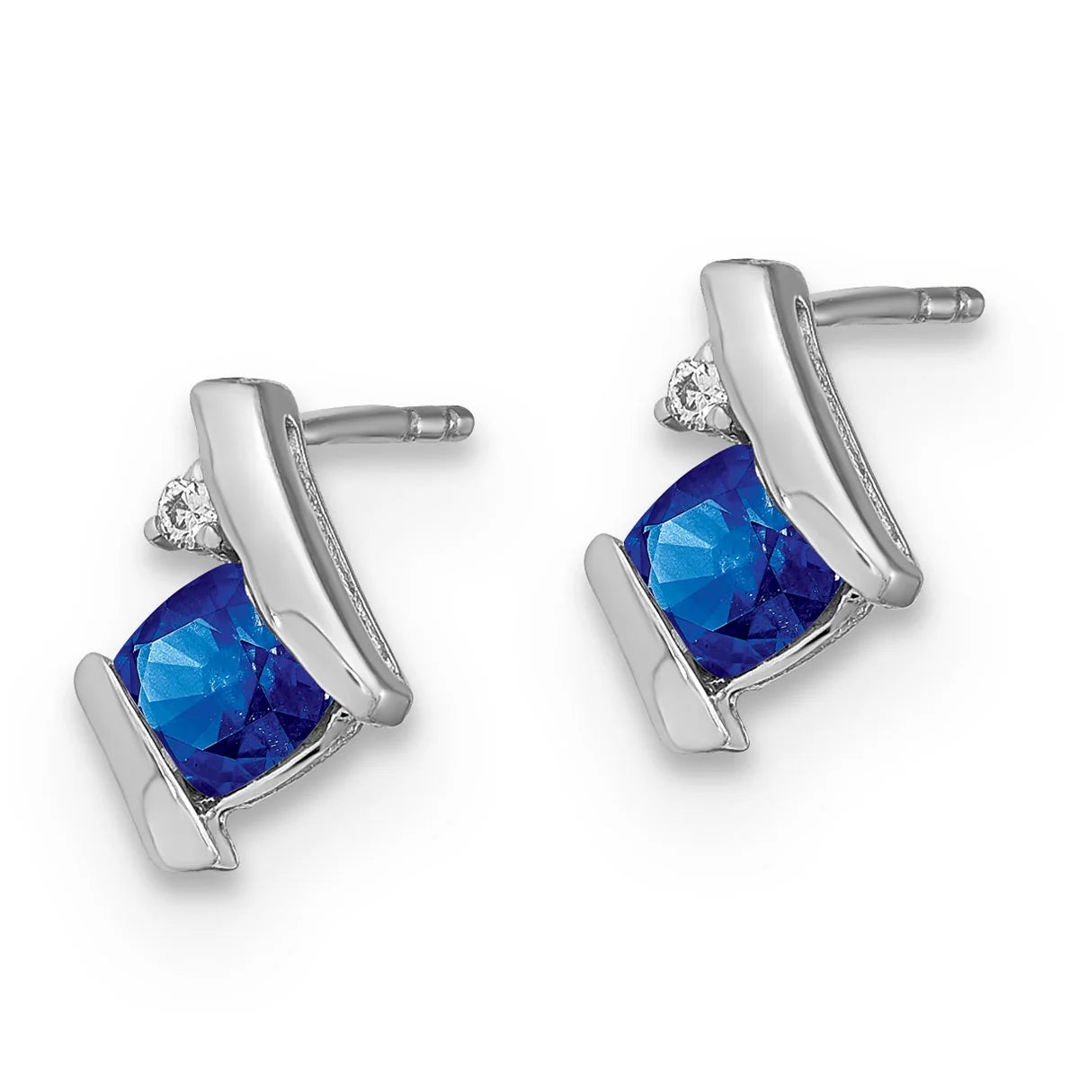 10 Karat White Gold Sapphire & Diamond Earrings Q1313