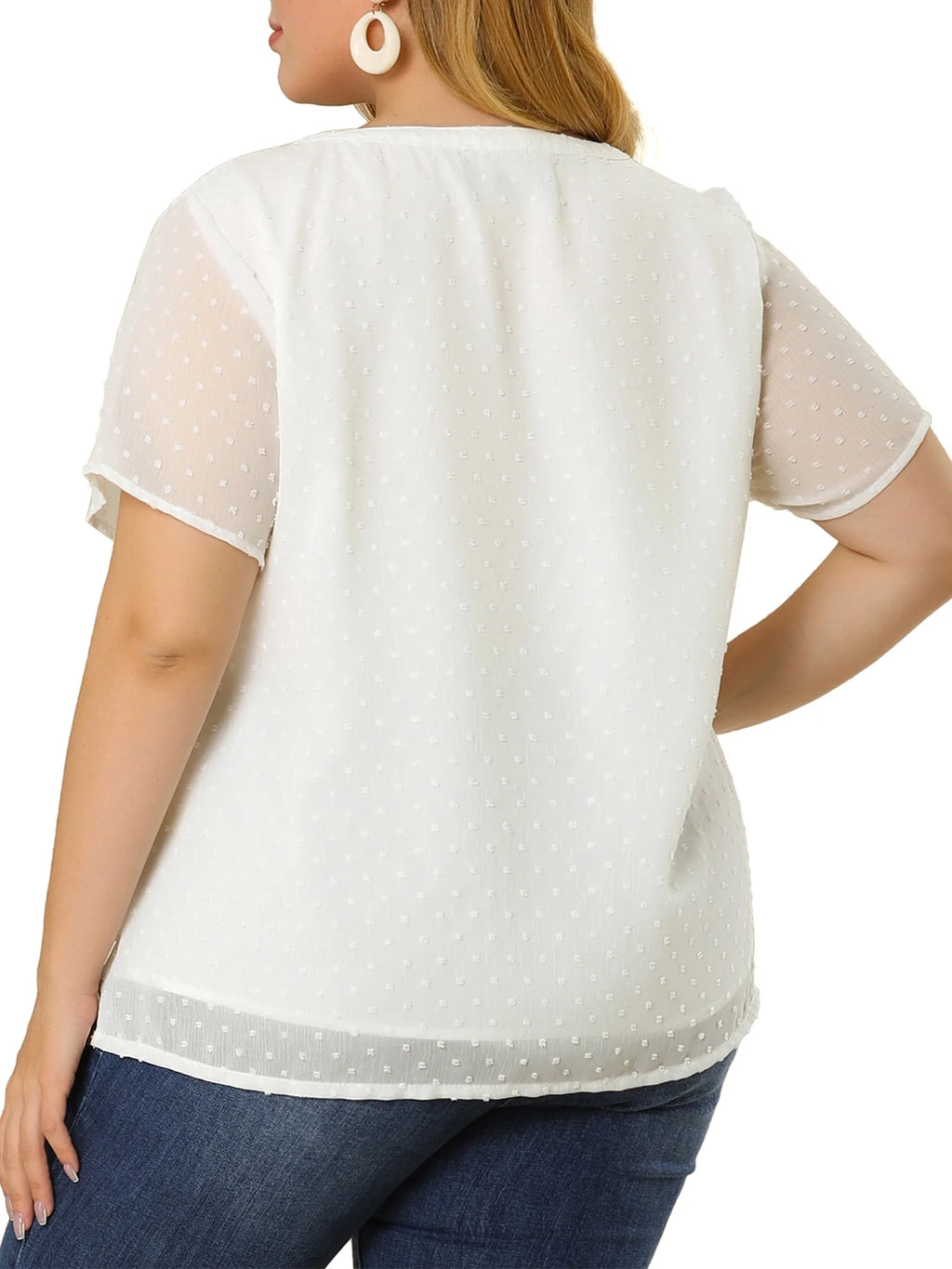 Plus Size Short Pin Dots Blouse Y275