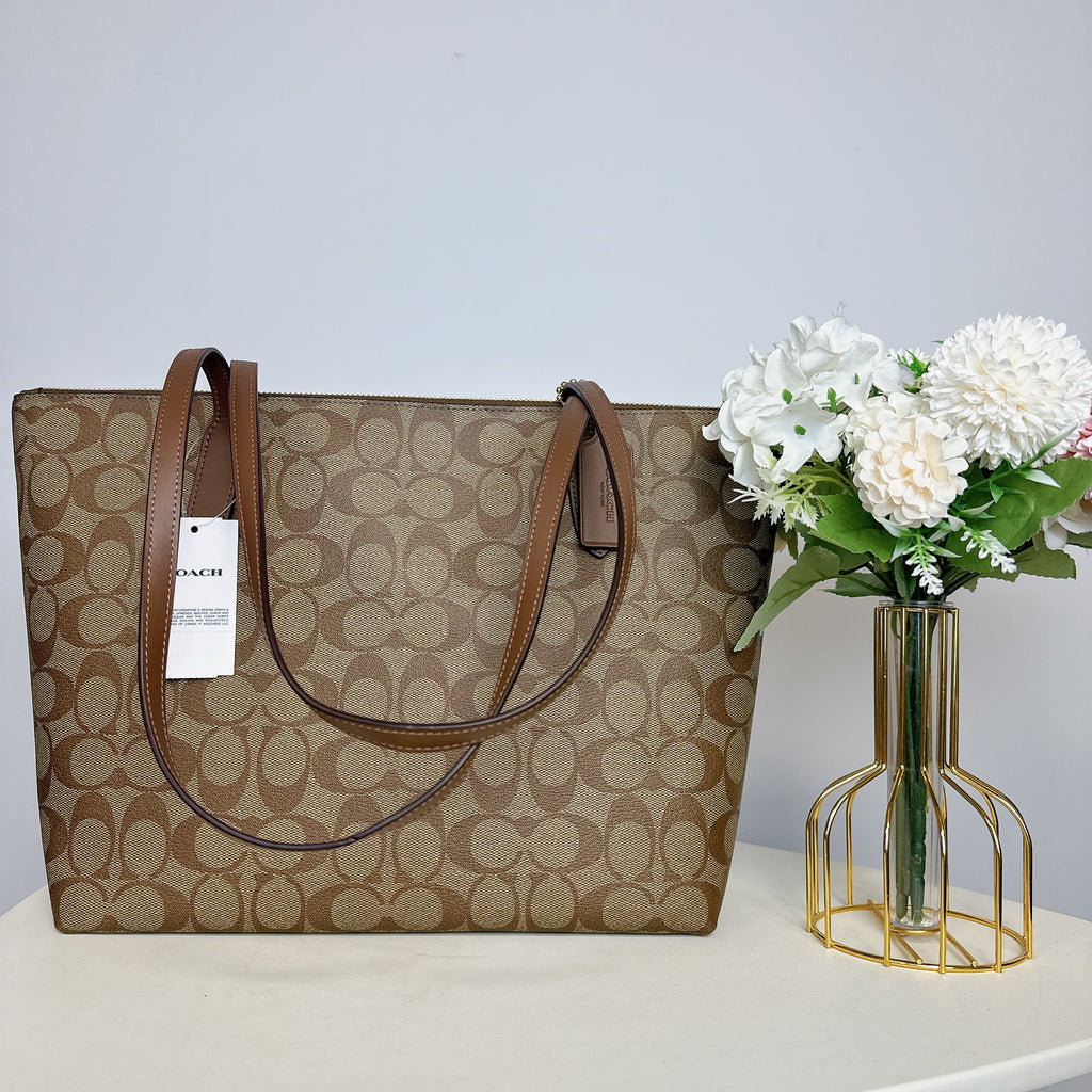 Khaki Zip Tote Q997