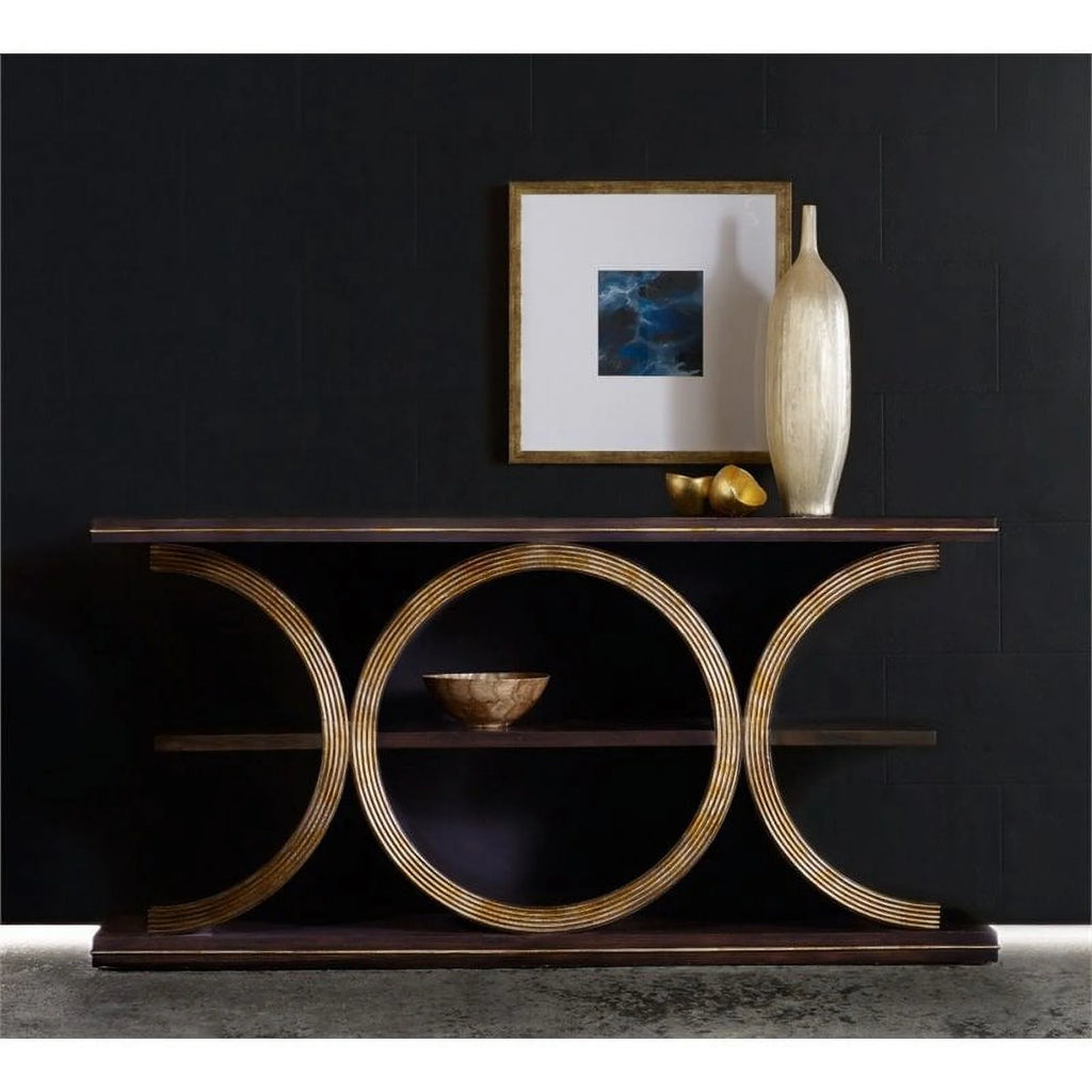 Dark Walnut Gold Wood Console Table S736847