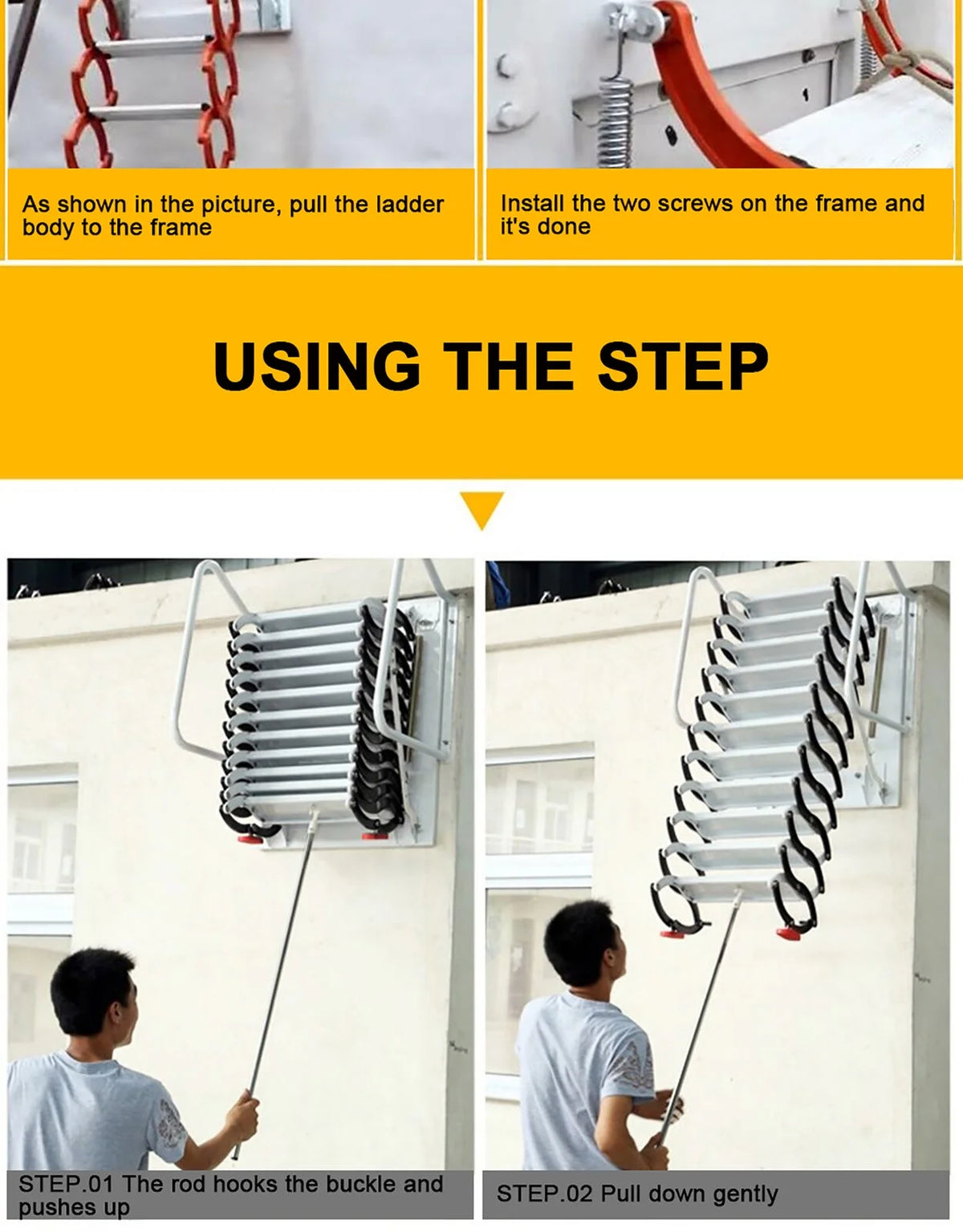 12.5ft Wall Mounted Folding Attic Ladder J484