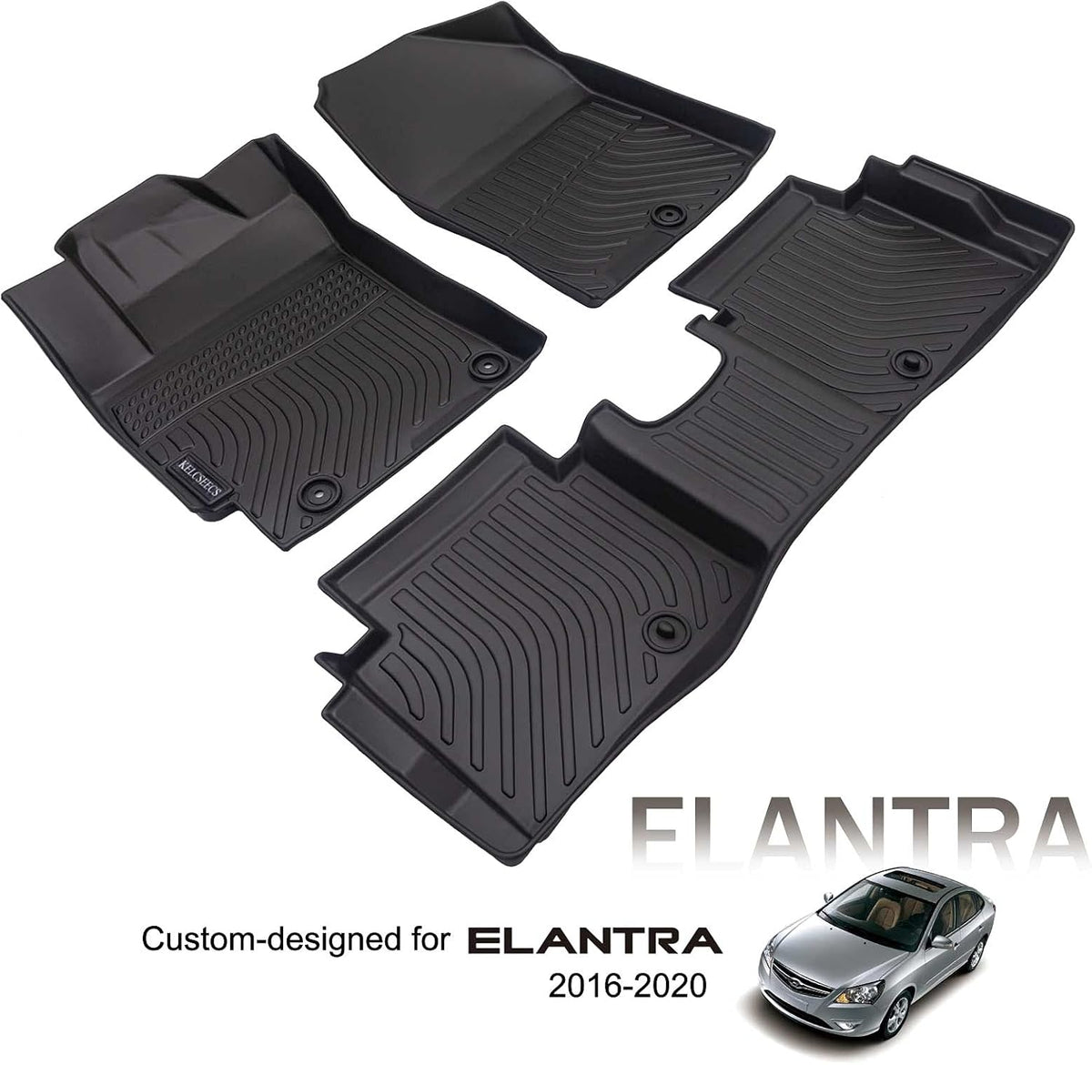 Black TPE Waterproof Car Mats Front & Rear Full Set N274