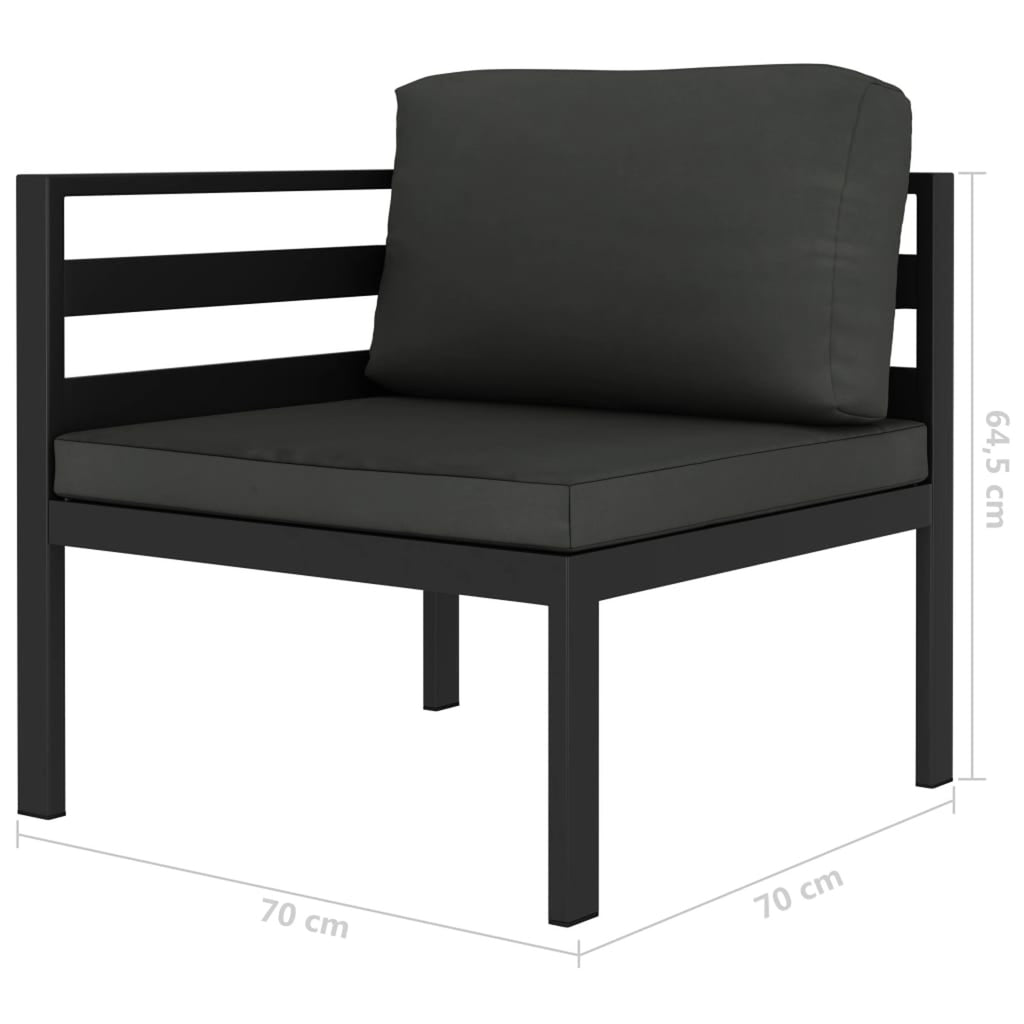 Anthracite Aluminum Sectional Corner Sofa with Cushions A6590