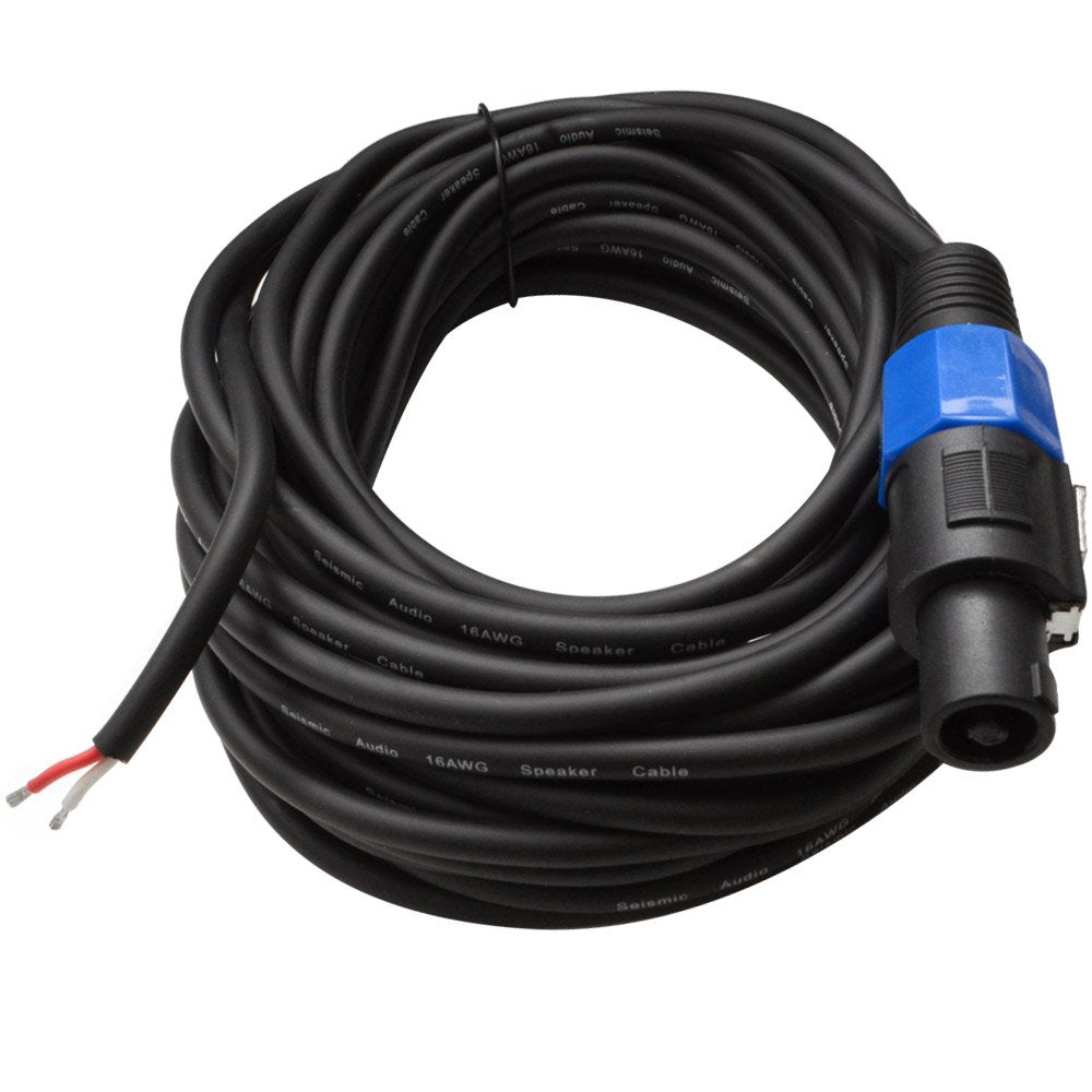 35 Foot Raw Wire to Speakon Speaker Cable 16 Guage Pack of 2 S328