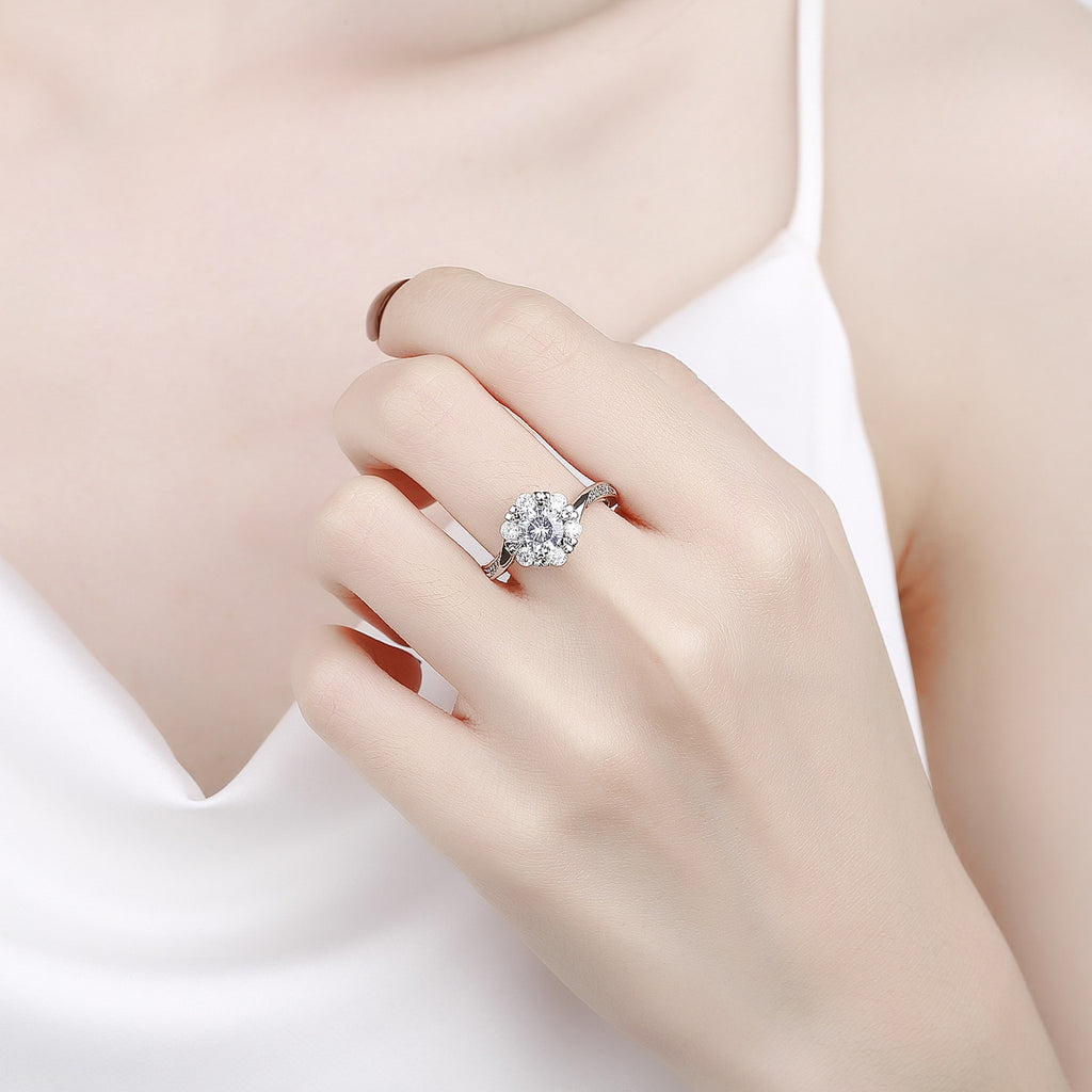 1 Carat Moissanite Adjustable Engagement Ring 925 Sterling Silver Solitaire Rings G825